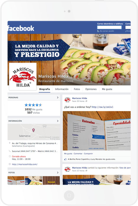 Facebook Mariscos Hilda