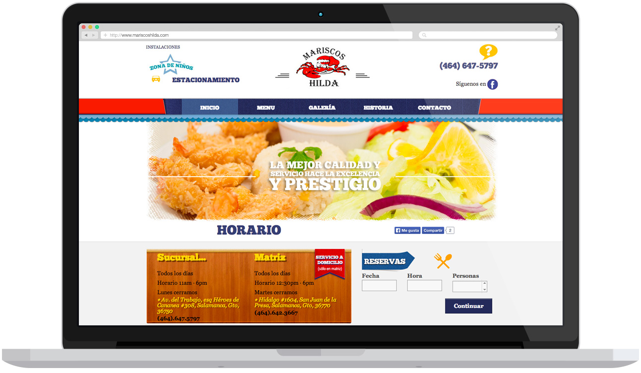 Web Mariscos Hilda